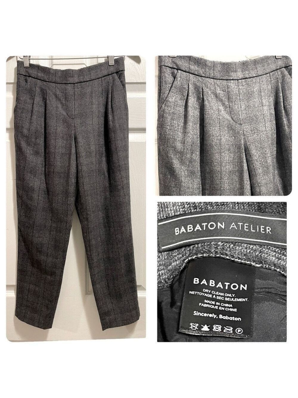 Aritzia Babaton Cohen Atelier Wool Cashmere Blend Dress Pants Trousers Plaid 2